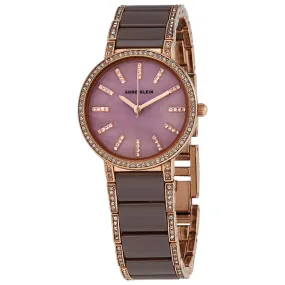 Anne Klein Quartz Crystal Mauve Mother of Pearl Dial Ladies Watch 3306MVRG