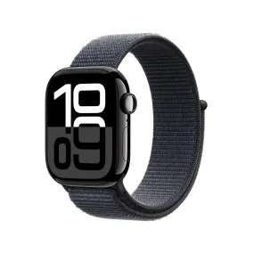Apple Watch Series 10 [GPS 42mm case] Smartwatch with Jet Black Aluminium Case with Ink Sport Loop. Fitness Tracker, ECG App, Always-On Retina Display, Carbon Neutral