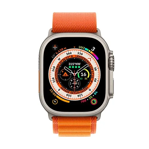 Apple Watch Ultra (GPS   Cellular, 49mm) Smartwatch - Titangehäuse, Alpine Loop Orange - Medium. Fitnesstracker, präzisesGPS, Aktionstaste, extra Lange Batterielaufzeit, helleres Retina Display