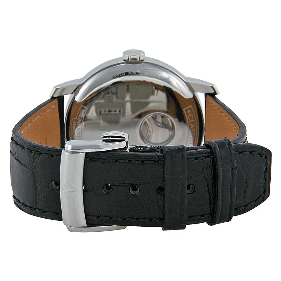 Baume and Mercier Classima Silver Dial Black Leather Men's Watch 10142