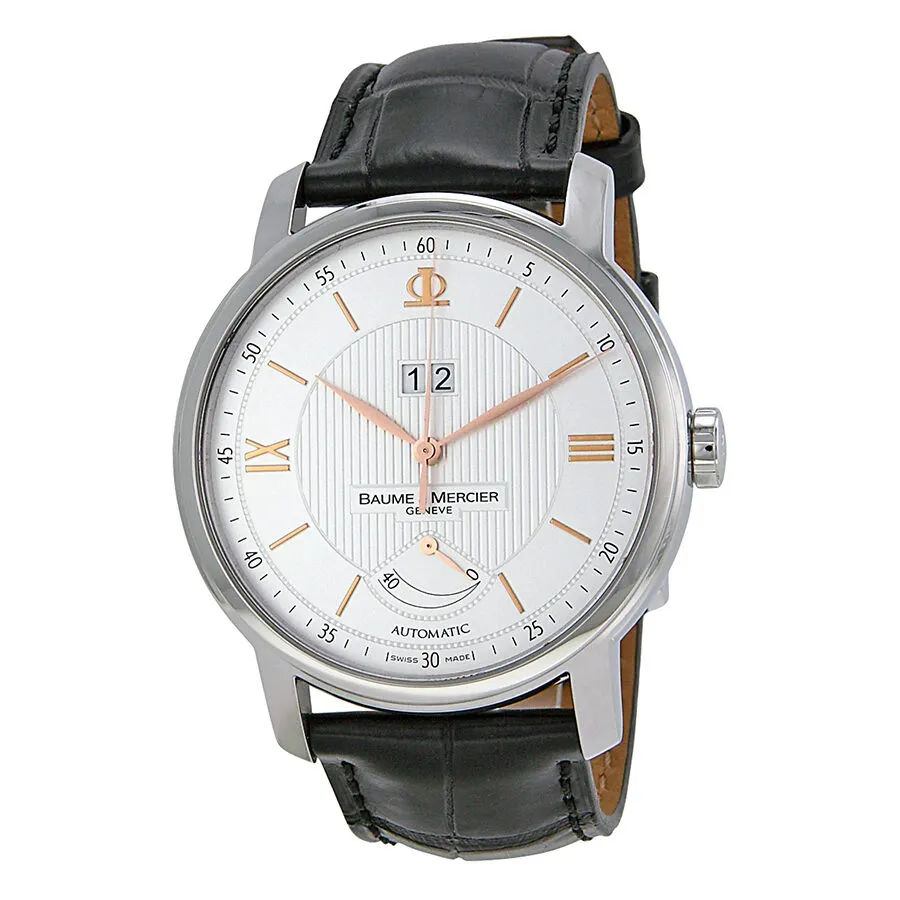 Baume and Mercier Classima Silver Dial Black Leather Men's Watch 10142