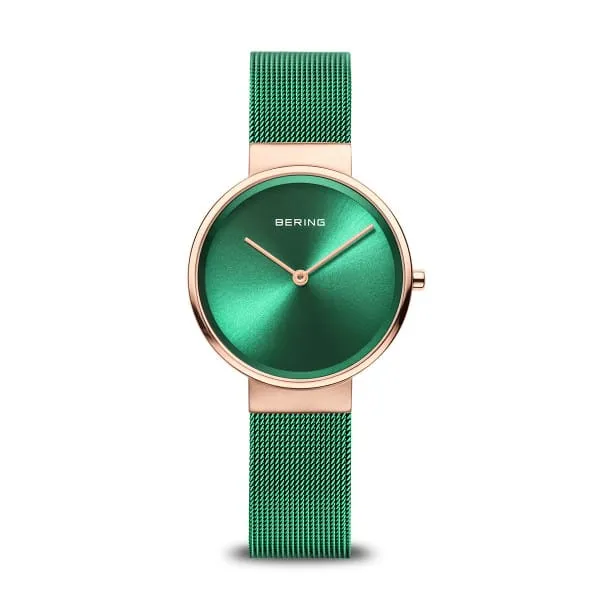 Bering 14539-868 Classic Green Stainless Steel Mesh Strap Unisex Watches