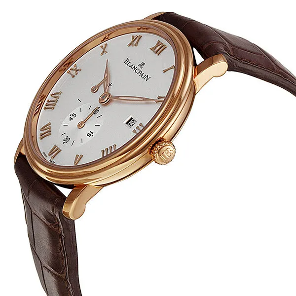 Blancpain Villeret Silver Dial 18kt Rose Gold Brown Leather Men's Watch 6606-3642-55B