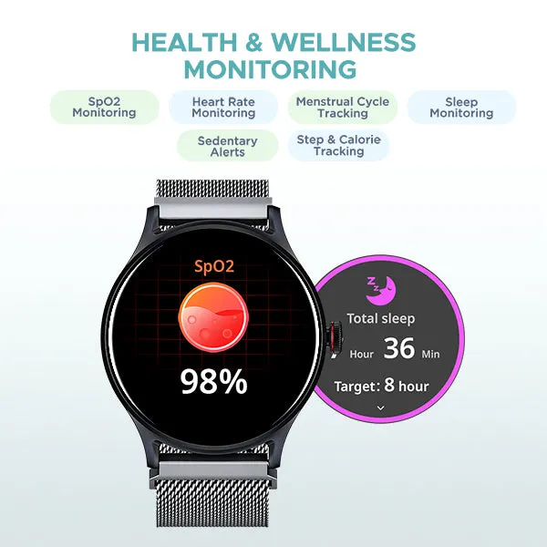 boAt Lunar Vista | Smartwatch with 1.52" (3.86cm) Vivid Round Display, BT Calling,  100  Sports Modes, AI Voice Assistant