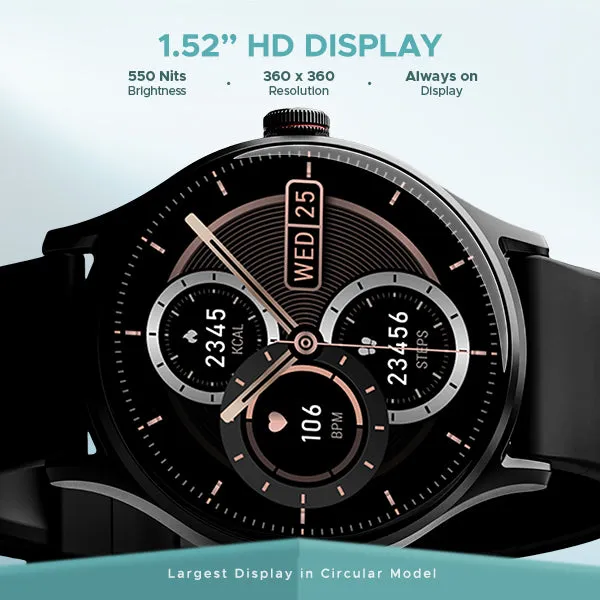 boAt Lunar Vista | Smartwatch with 1.52" (3.86cm) Vivid Round Display, BT Calling,  100  Sports Modes, AI Voice Assistant