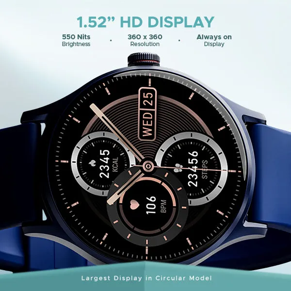boAt Lunar Vista | Smartwatch with 1.52" (3.86cm) Vivid Round Display, BT Calling,  100  Sports Modes, AI Voice Assistant