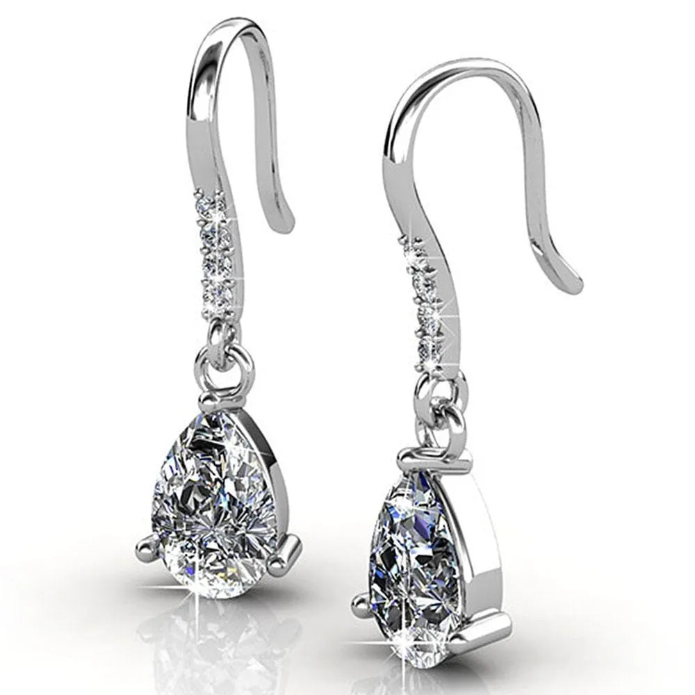 Boxed 2-Pairs Pretty Pea Earrings Set Embellished with SWAROVSKI Crystals