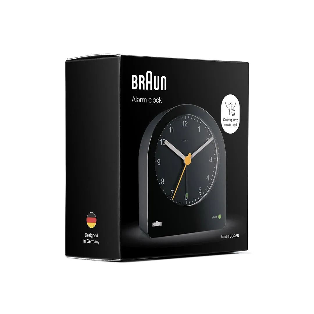 Braun Classic Clock with Snooze and Continuous Backlight, Crescendo Beep in Black - BC22B
