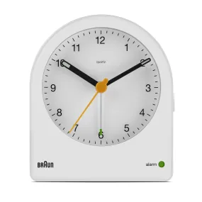 Braun Classic Clock with Snooze and Continuous Backlight, Crescendo Beep in White - BC22W