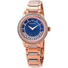 Bulova Crystal TurnStyle Blue Mother of Pearl Dial Ladies Watch 98L247