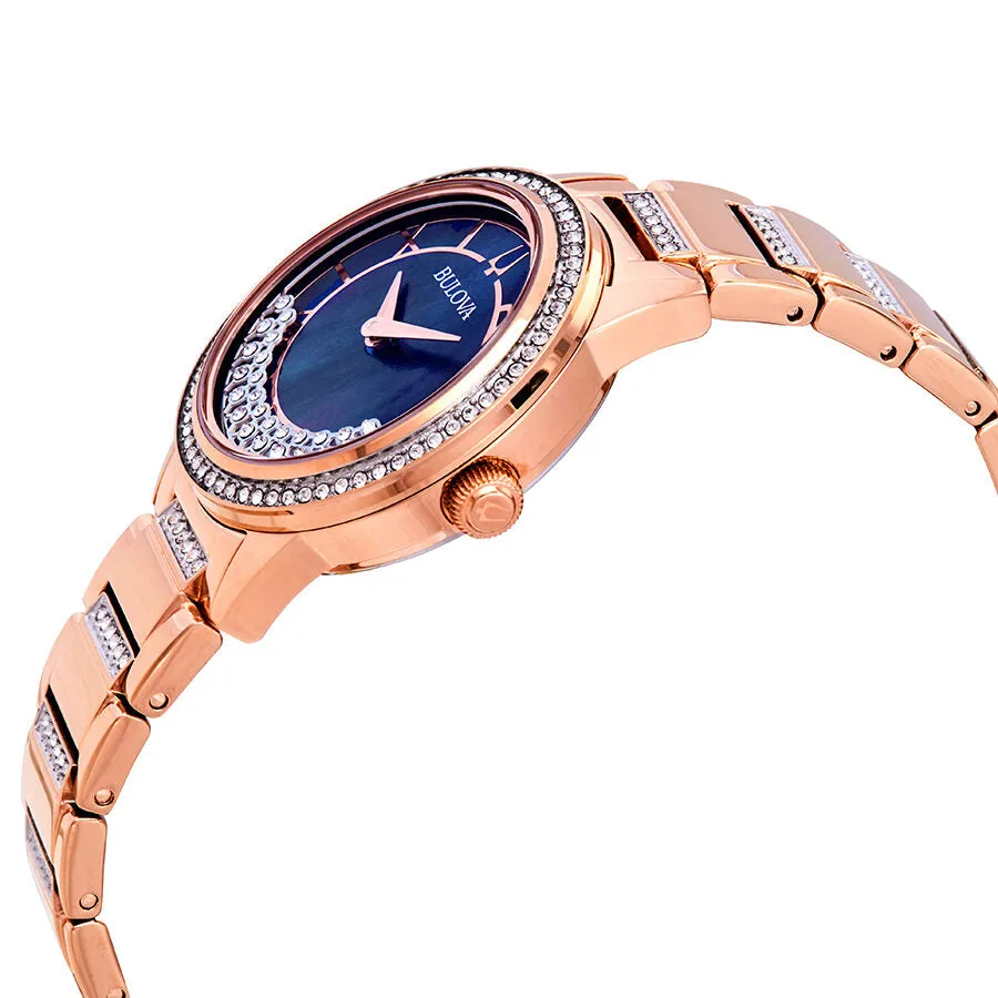 Bulova Crystal TurnStyle Blue Mother of Pearl Dial Ladies Watch 98L247