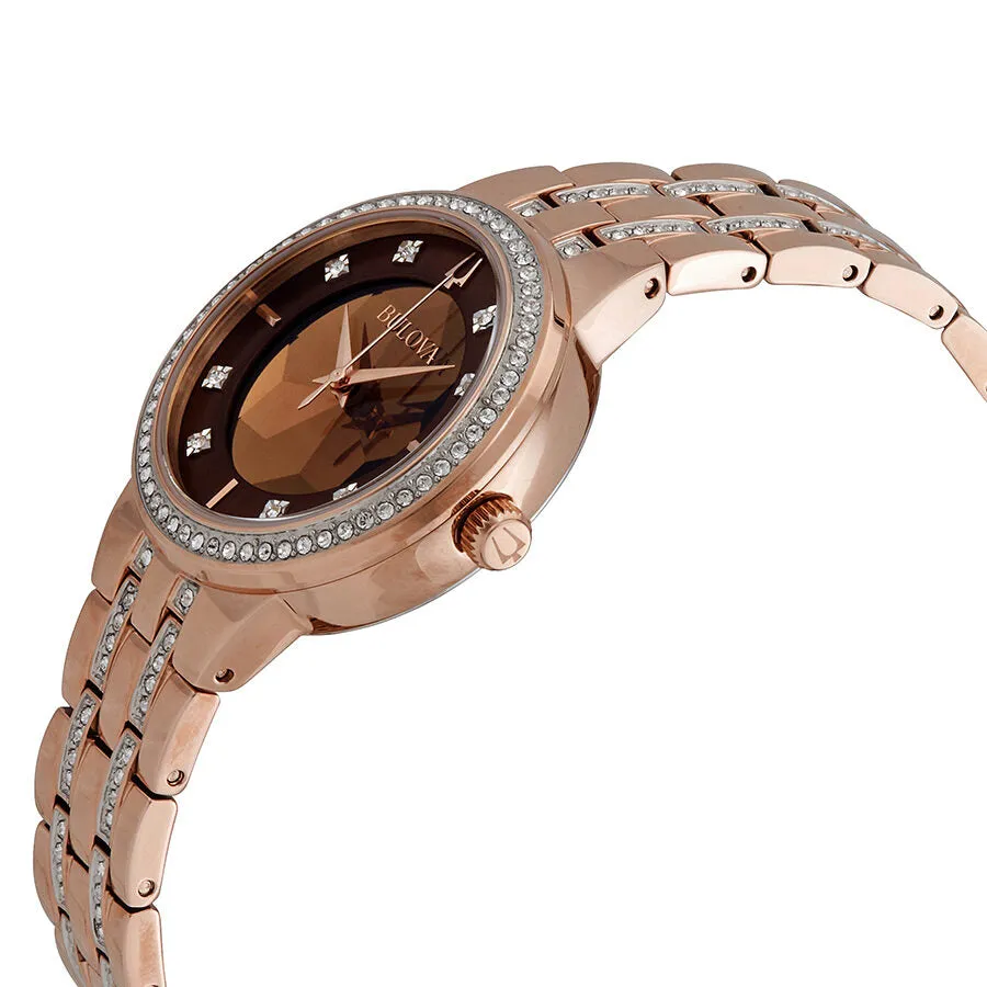 Bulova Phantom Crystal Rose Gold Dial Ladies Watch 98L266