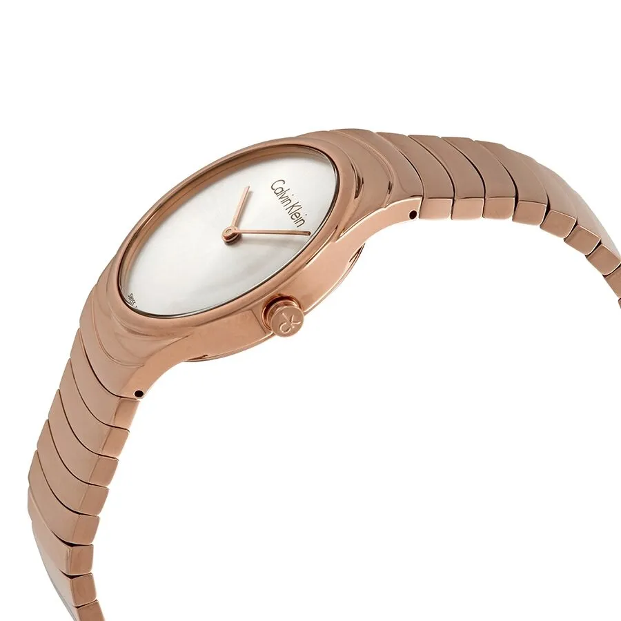 Calvin Klein Whirl Quartz Silver Dial Rose Gold-tone Ladies Watch K8A23646