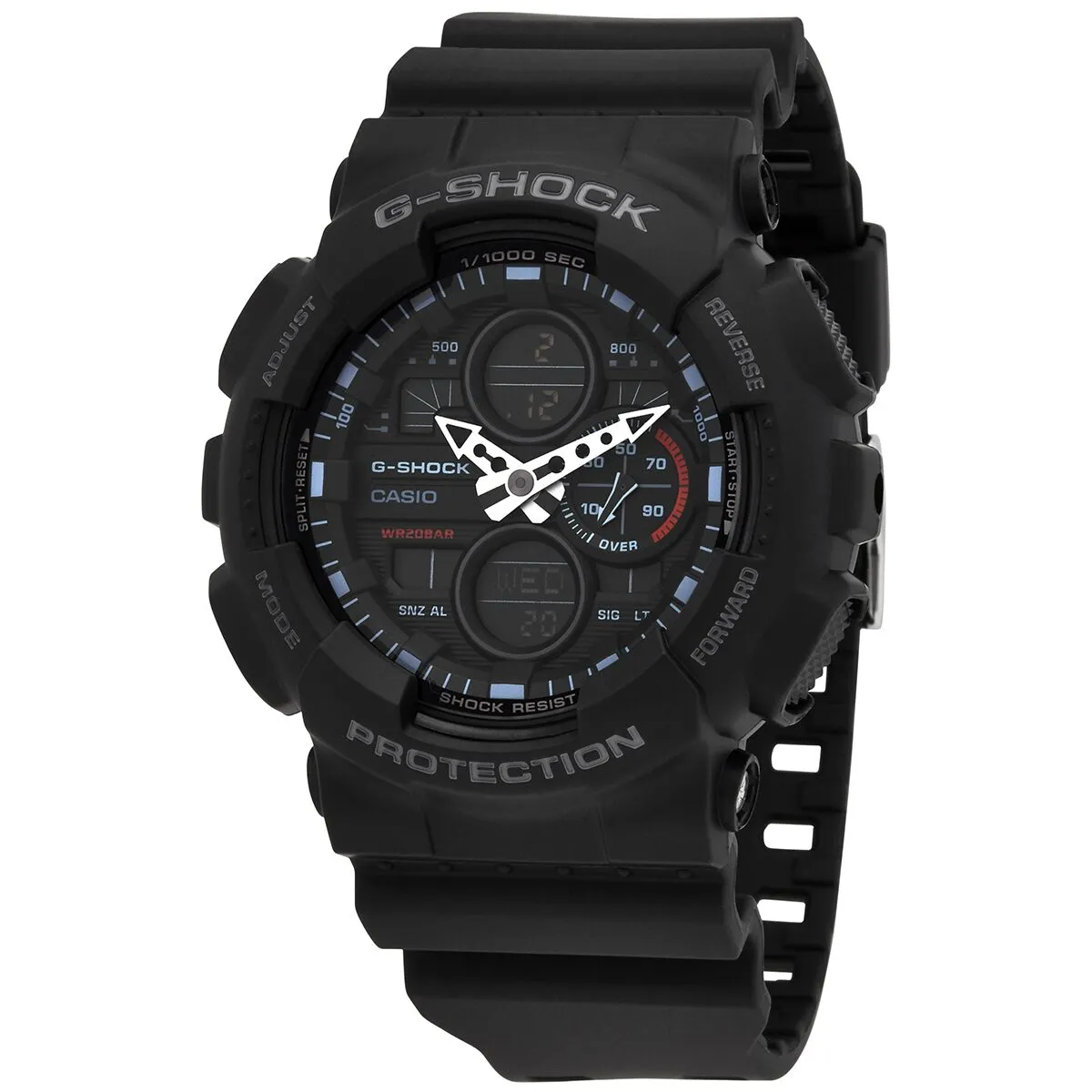 Casio G-Shock Alarm World Time Chronograph Quartz Analog-Digital Black Dial Men's Watch GA140-1A1CR
