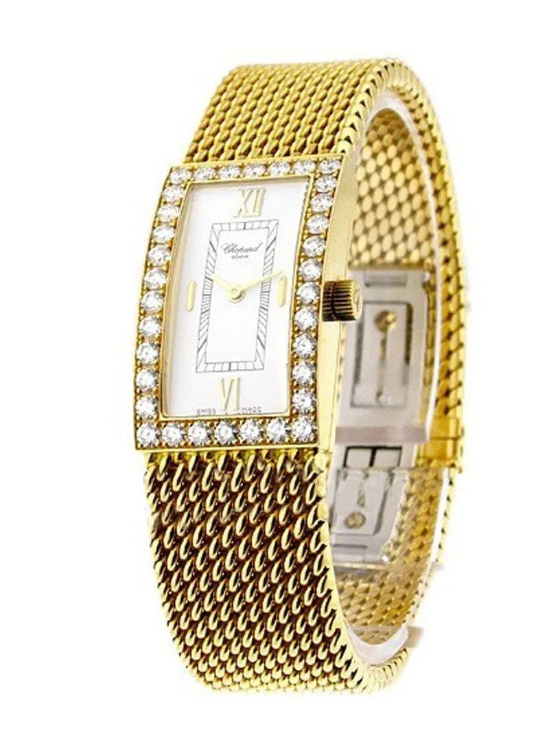 Chopard Les Classiques Rectangular White Dial Yellow Gold Bracelet 106872-0001