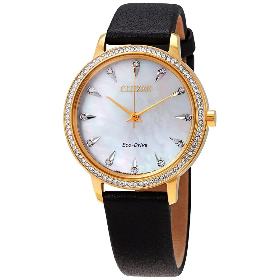 Citizen Silhouette Crystal Mother of Pearl Dial Ladies Watch FE7042-07D