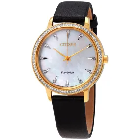 Citizen Silhouette Crystal Mother of Pearl Dial Ladies Watch FE7042-07D