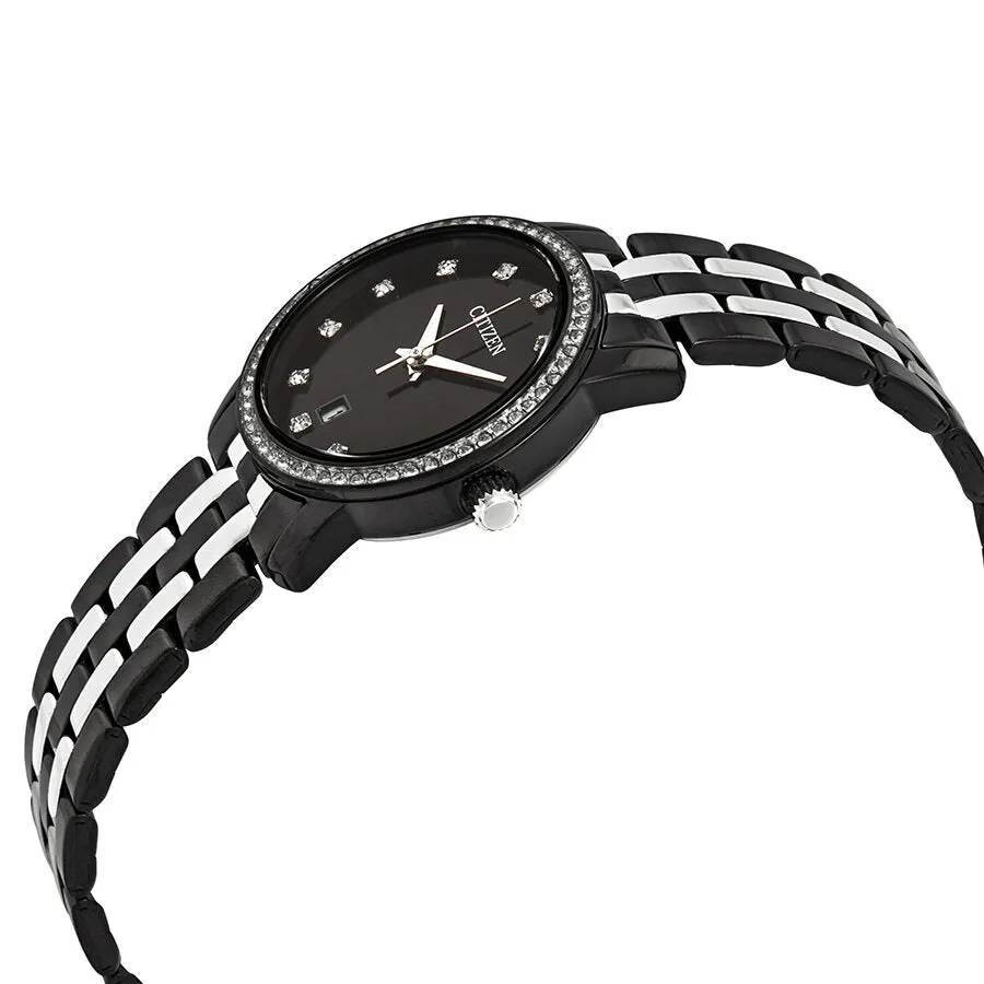 Citizen Swarovski Crystal Black Dial Ladies Watch EU6037-57E