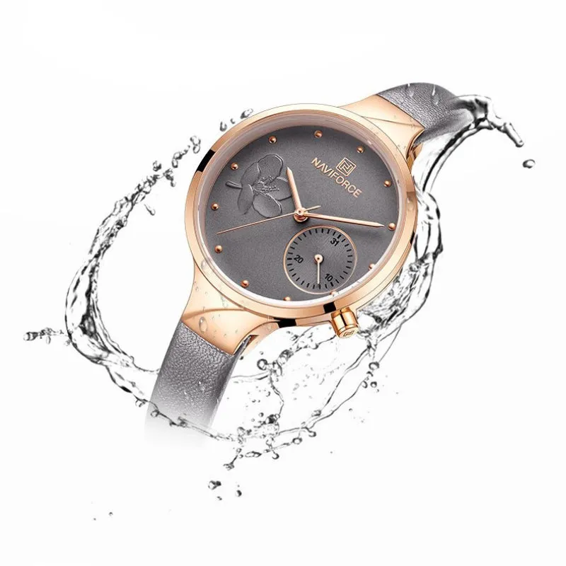 Classic Design Flower Bloom Dial Vegan Leather Strap Quartz Watches