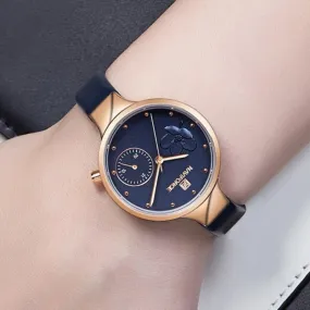 Classic Design Flower Bloom Dial Vegan Leather Strap Quartz Watches