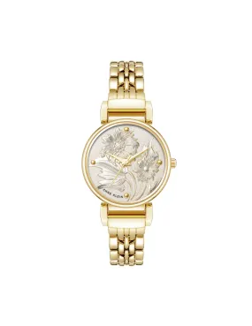Embossed Floral Pattern Dial Watch
