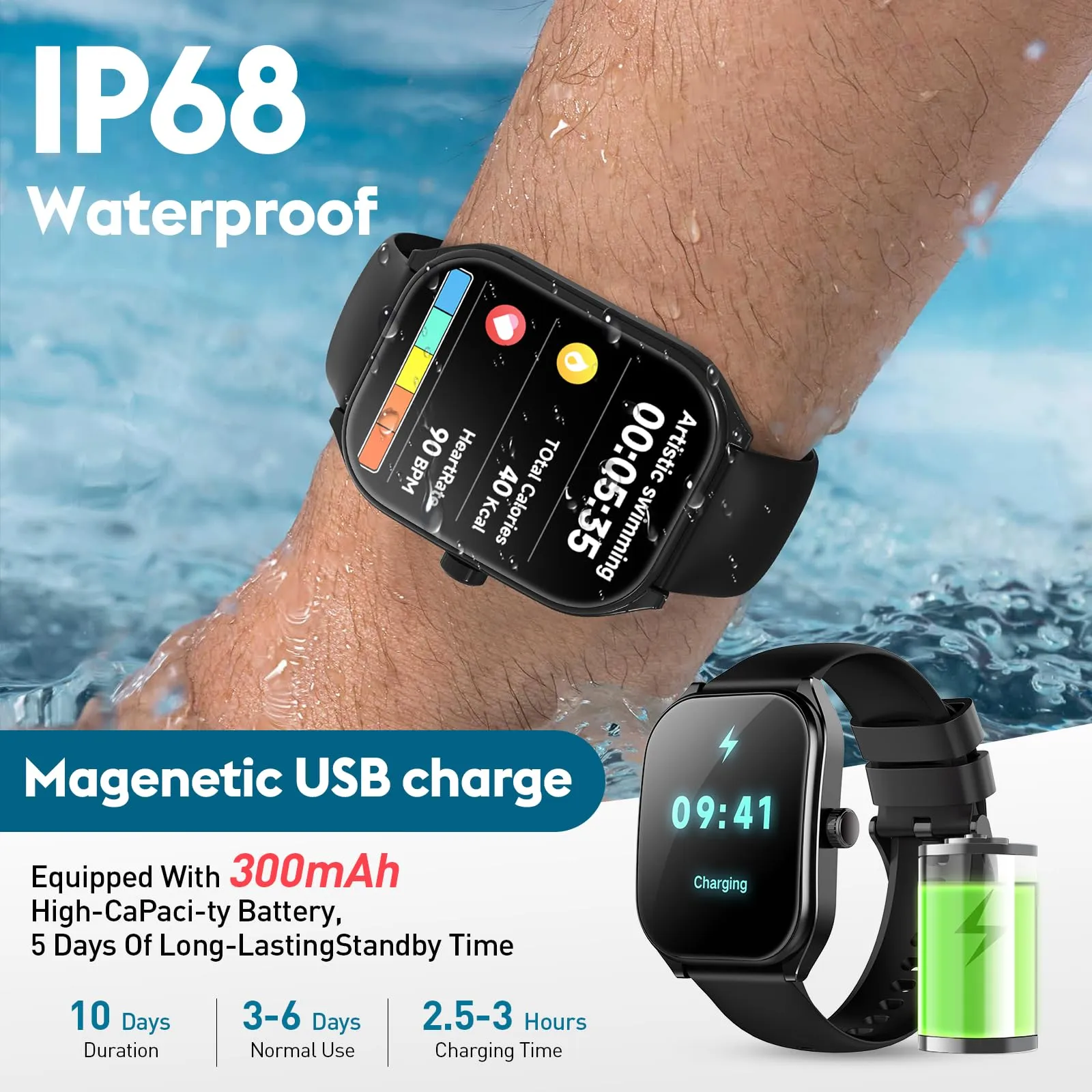 Fitness Smart Watch with Heart Rate Tracker