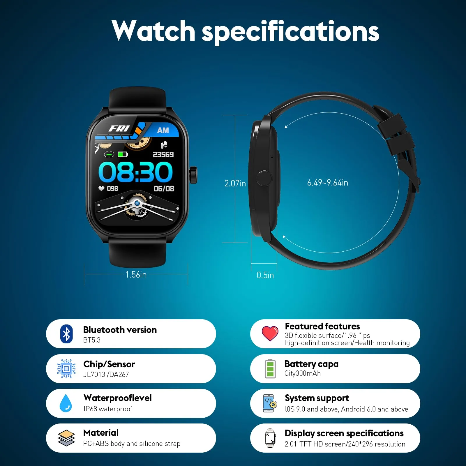Fitness Smart Watch with Heart Rate Tracker