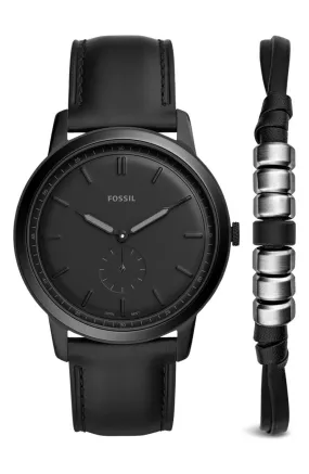Fossil FS5500SET Minimalist Monochrome Leather Strap Men Watches Lexor Miami