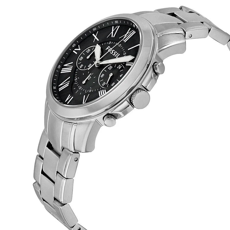 Fossil Grant Chronograph Black Dial Stainless Steel Men's Watch FS4736
