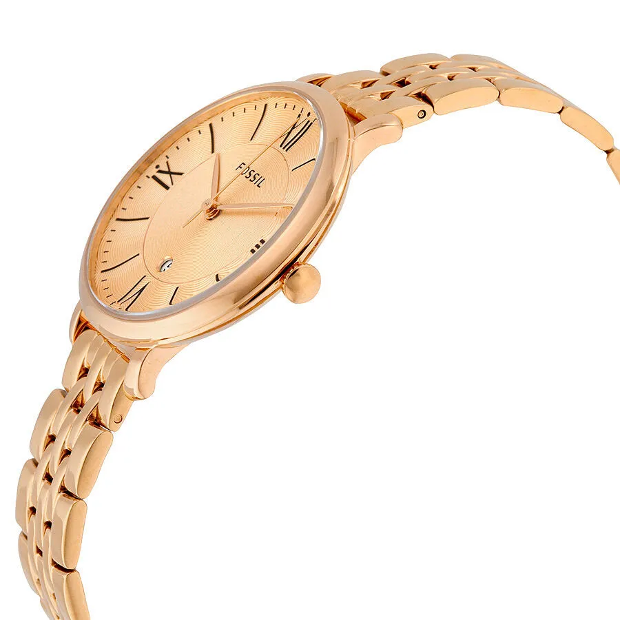 Fossil Jacqueline Rose Dial Rose Gold-tone Ladies Watch ES3435