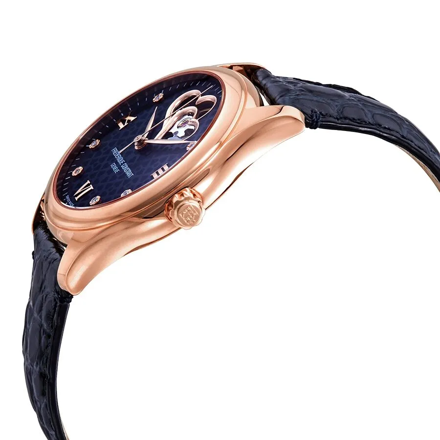 Frederique Constant Double Heartbeat Navy Diamond Dial Automatic Ladies Watch FC-310NDHB3B4