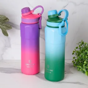 Gleam Craft 800 ML Hot & Cold Thermos Water Bottle (Pink & Green) - Set Of Two