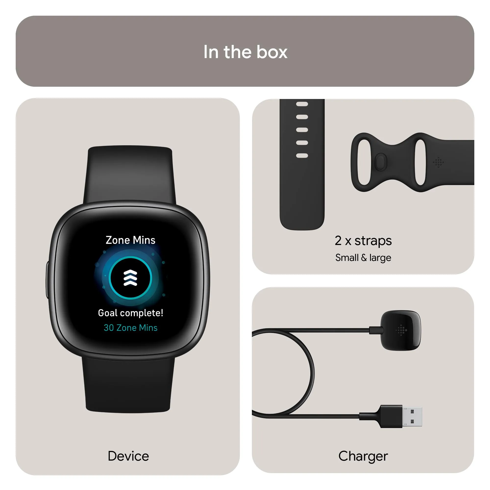 Google Fitbit Versa 4 Fitness Smartwatch with built-in GPS and up to 6 days battery life - compatible with iOS 15 or higher & Android OS 9.0 or higher, Black/Graphite