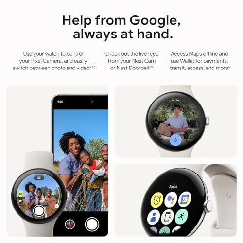 Google Pixel Watch 3 (41mm) Latest Model - Android Smartwatch, Heart Rate Tracking, Fitbit Advanced Running, Fitness Insights, 24-Hour Battery - Matte Black Aluminum Case - Obsidian Band - Wi-Fi