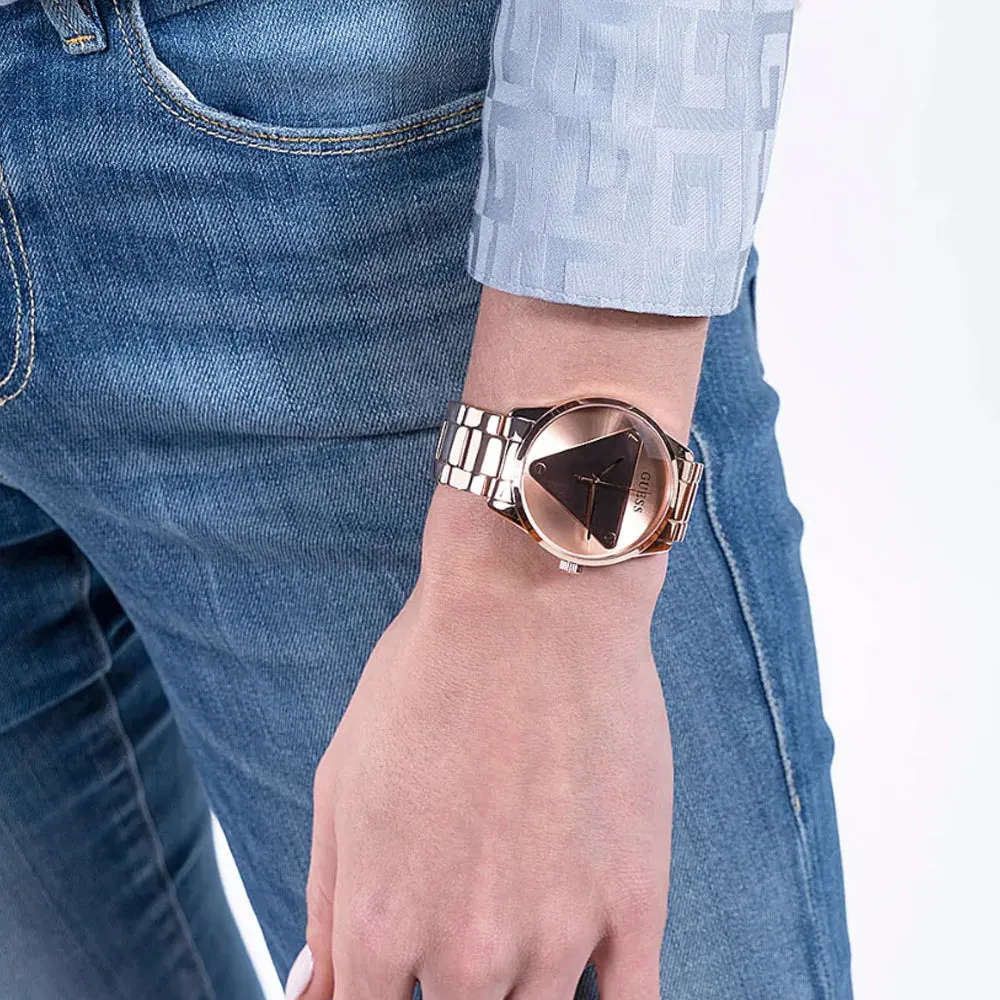 Guess Emblem Rose Gold Tone Stainless Steel Strap Ladies Watch GW0485L2