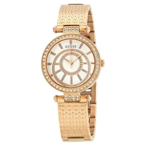 Guess Muse Crystal Silver Dial Ladies Rose Gold-tone Watch W1008L3
