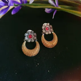 Half Moon Dual Tone Oxidised Earrings | Sarichka