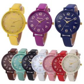 Hotest Women Casual Quartz PU Leather Wristwatch Analog Ladies Simple Leather Deployment Bucket Alloy Watch Montre Femme