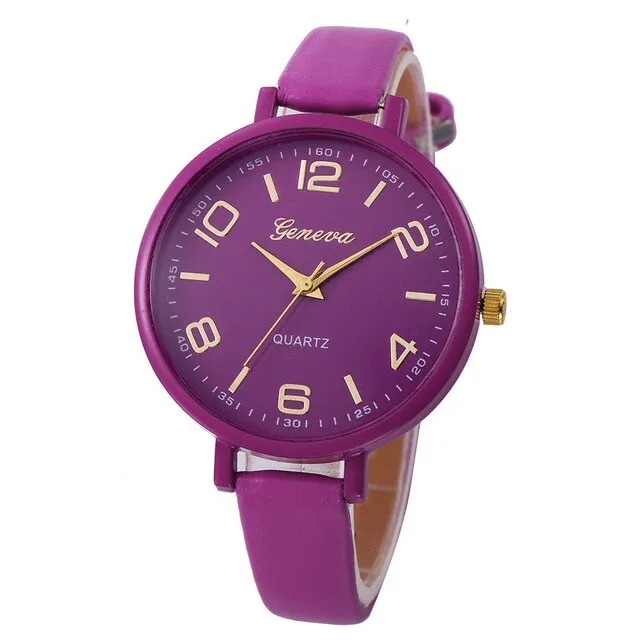 Hotest Women Casual Quartz PU Leather Wristwatch Analog Ladies Simple Leather Deployment Bucket Alloy Watch Montre Femme