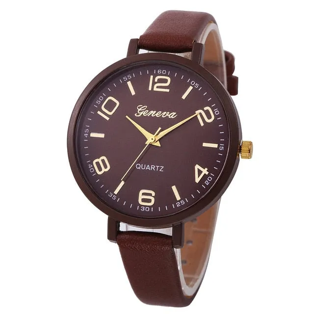 Hotest Women Casual Quartz PU Leather Wristwatch Analog Ladies Simple Leather Deployment Bucket Alloy Watch Montre Femme