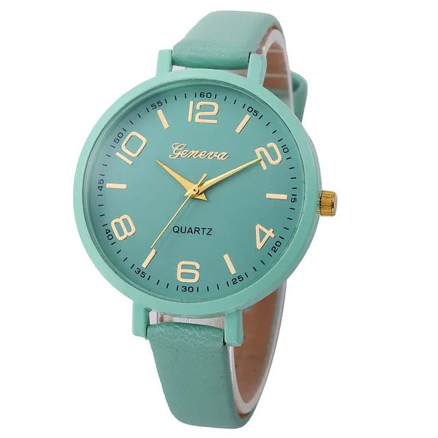 Hotest Women Casual Quartz PU Leather Wristwatch Analog Ladies Simple Leather Deployment Bucket Alloy Watch Montre Femme