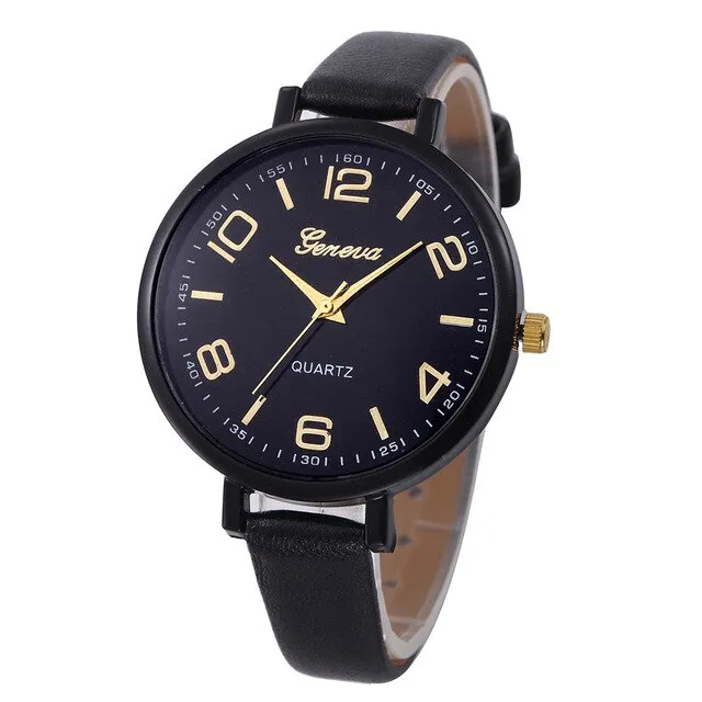 Hotest Women Casual Quartz PU Leather Wristwatch Analog Ladies Simple Leather Deployment Bucket Alloy Watch Montre Femme