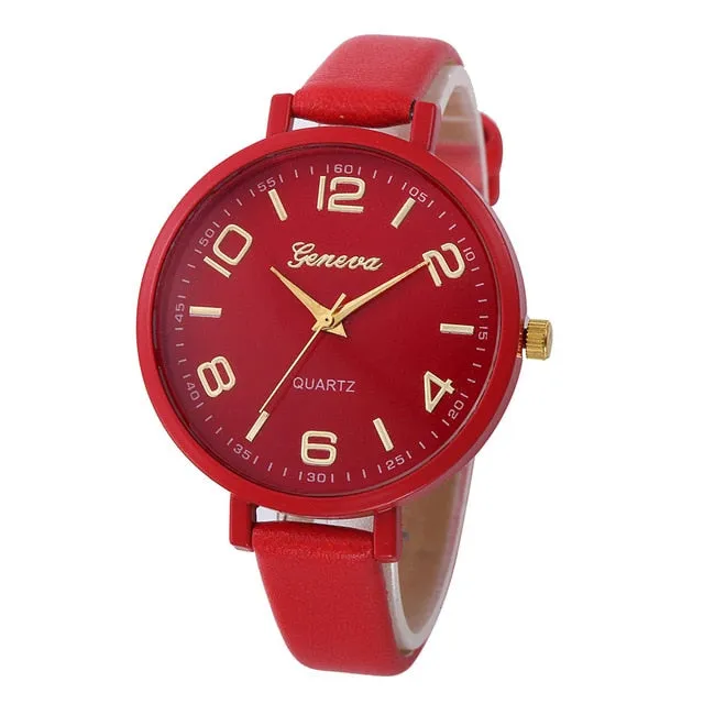 Hotest Women Casual Quartz PU Leather Wristwatch Analog Ladies Simple Leather Deployment Bucket Alloy Watch Montre Femme