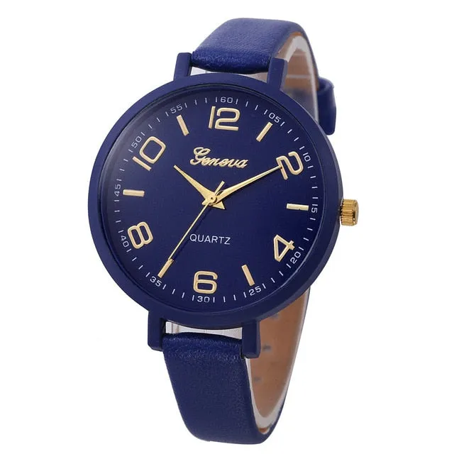 Hotest Women Casual Quartz PU Leather Wristwatch Analog Ladies Simple Leather Deployment Bucket Alloy Watch Montre Femme