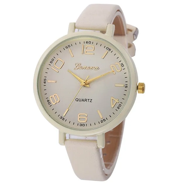 Hotest Women Casual Quartz PU Leather Wristwatch Analog Ladies Simple Leather Deployment Bucket Alloy Watch Montre Femme