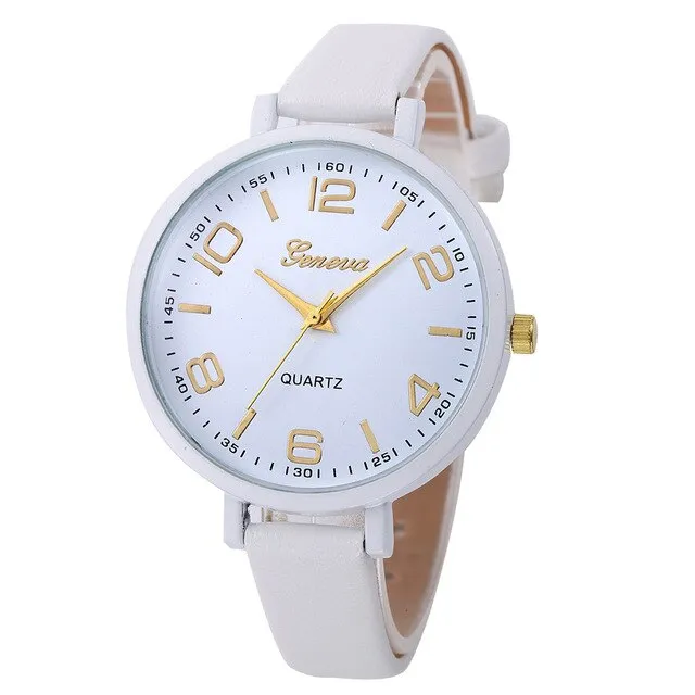 Hotest Women Casual Quartz PU Leather Wristwatch Analog Ladies Simple Leather Deployment Bucket Alloy Watch Montre Femme