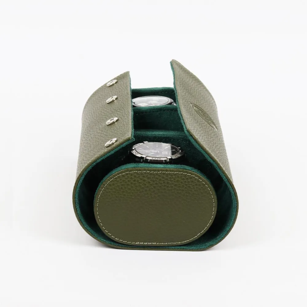 HQ Watch Care 3 Slots Watch Roll Travel Case Olive Green