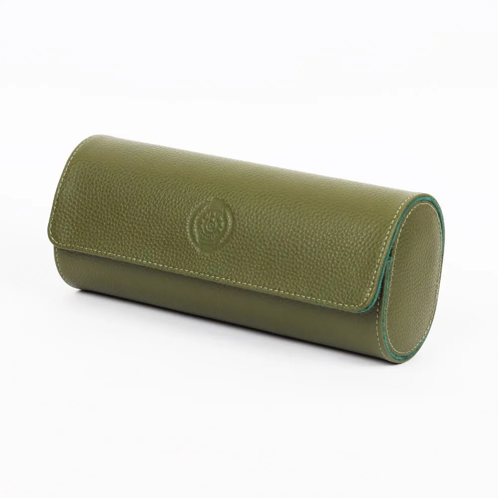 HQ Watch Care 3 Slots Watch Roll Travel Case Olive Green