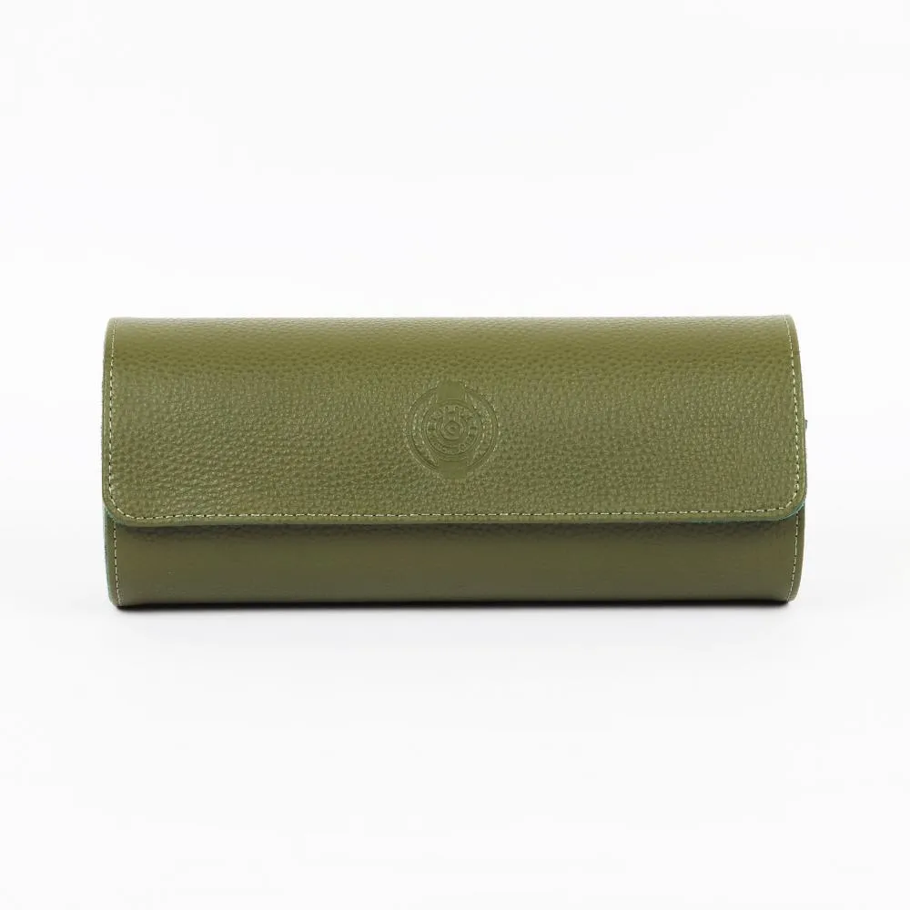 HQ Watch Care 3 Slots Watch Roll Travel Case Olive Green