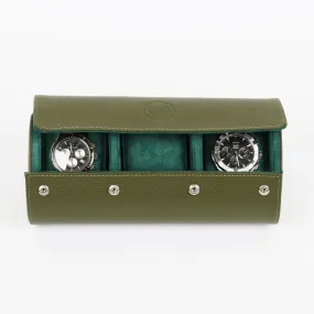 HQ Watch Care 3 Slots Watch Roll Travel Case Olive Green